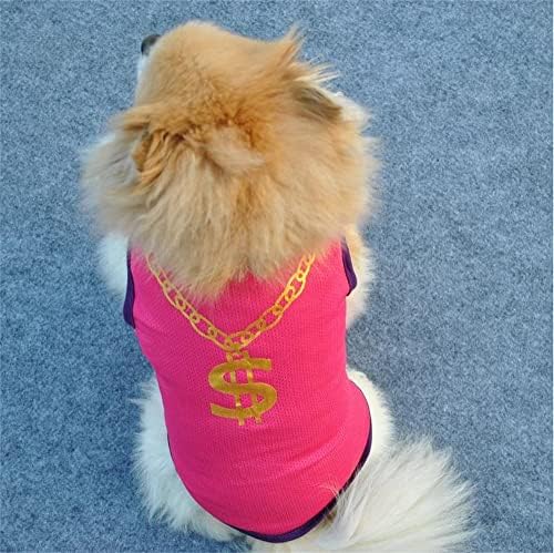 חולצת כלבים 2-PCS, חולצת טריקו של כלב רשת רכה נושמת בגדי כלבים מסוגננים קלים עם שרשרת זהב לכלבים בינוניים בינונית כלבים כחולים-רוז M