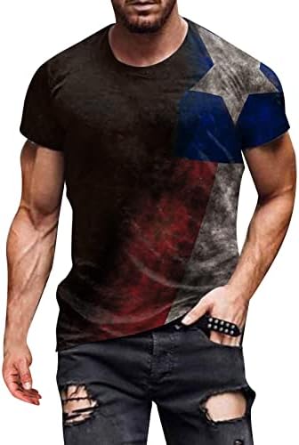 חולצות טריקו פטריוטיות של Beuu עבור שרוול קצר של אופנה קיץ 4 ביולי דגל אמריקאי דגל גרפי גרפי חול חולצת טשטוש מזדמנת