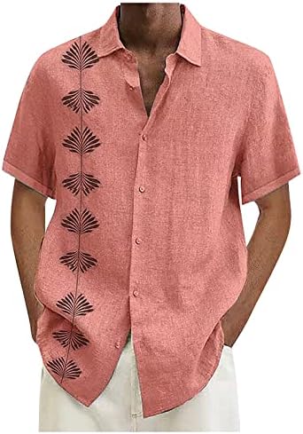 פלקמנארט גברים לנשימה מודפס פולובר אופנה דש חוף חג ללבוש חולצות רזה בכושר הוואי קצר שרוול חולצה
