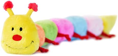 Zippypaws - צבעי זחל צבעוני צעצוע כלבים מפואר ממולא - חריקות גדולות