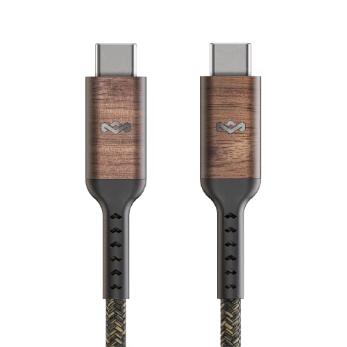 House of Marley Rewind® USB-C ל- USB-C כבל: כבל טעינה קלוע, USB-IF ו- MFI מוסמך, באורך 10ft, מיוצר עם חומרים בר קיימא