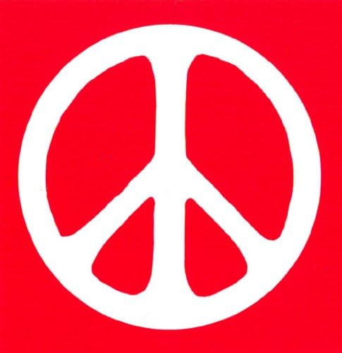 סימן שלום - לבן מעל אדום - שלום/מדבקת פגוש מגנטי נגד מלחמה/מגנט מדבקות