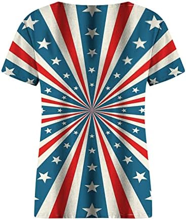 4 ביולי חולצות T לנשים פלוס גודל V צוואר יום עצמאות צמרות צמרות קיץ סוודר קיצוניות של חולצות טי קצרות