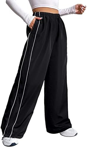 מכנסי מצנח לנשים מכנסי מטען מכנסיים אלסטיים מותניים רחבים מכנסי רגל y2k בגדים מכנסיים רחבים לנשים בגדי רחוב