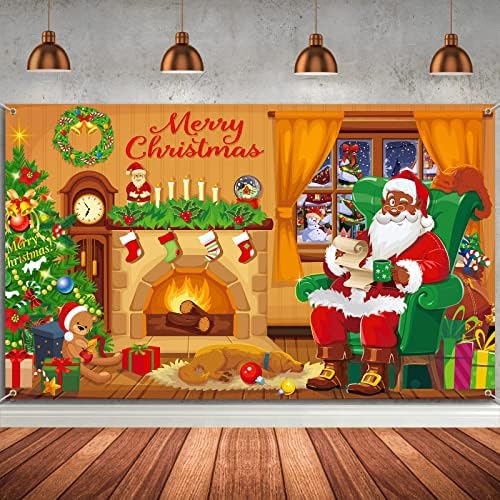 תפאורת חג מולד שמח חג המולד חג המולד שחור סנטה קלאוס קישוט רקע לצילום אח קיר קיר תלייה באנר תמונות תאי תמונות לחורף הבית השנה החדשה של