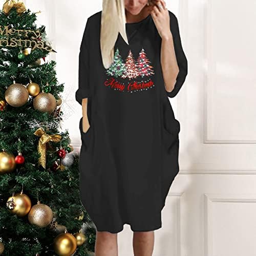שמלות חג מולד לנשים 2022 פלוס צוואר עגול בגודל סנטה קלאוס שמלת קו בתוספת שמלת מסיבת קוקטייל וינטג 'בגודל