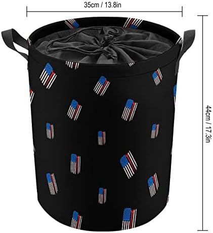 נגר ברזל ארהב אמריקאי דגל סלי כביסה עם ידיות עמיד למים מתקפל שרוך עגול בגדי צידניות אחסון ארגונית